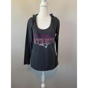 NFL Team Apparel NE Patriots Logo Hoodie Gray Size Small